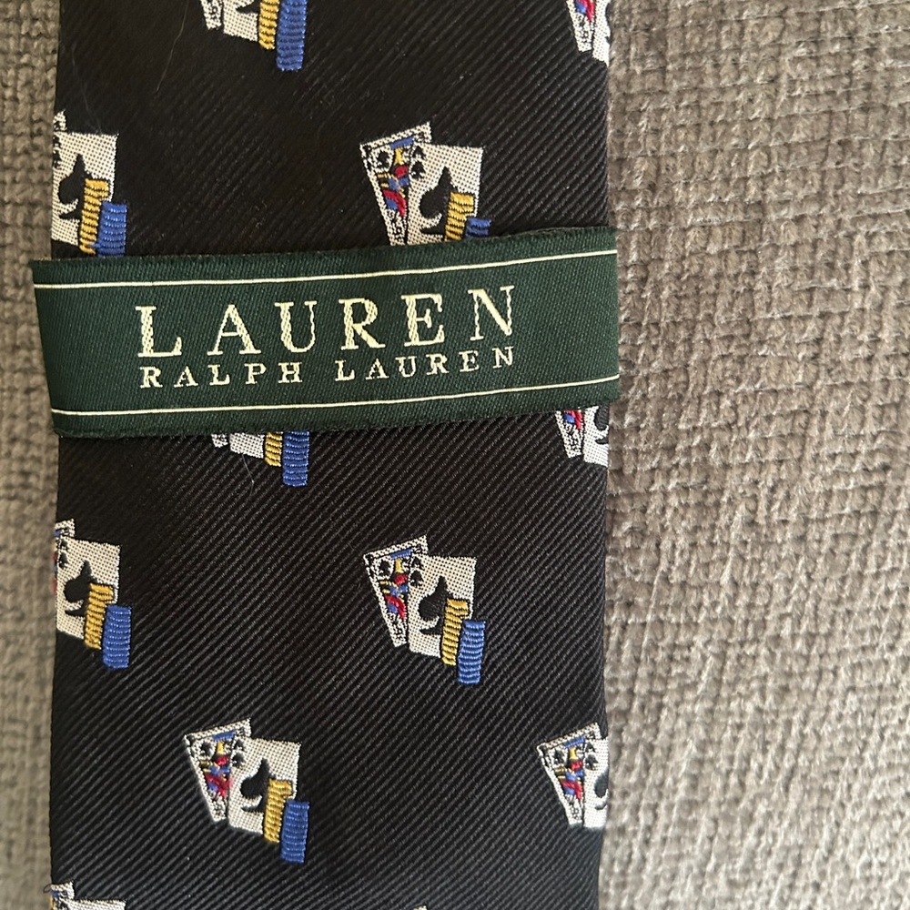 Ralph Lauren Black Tie with Colorful Card Pattern